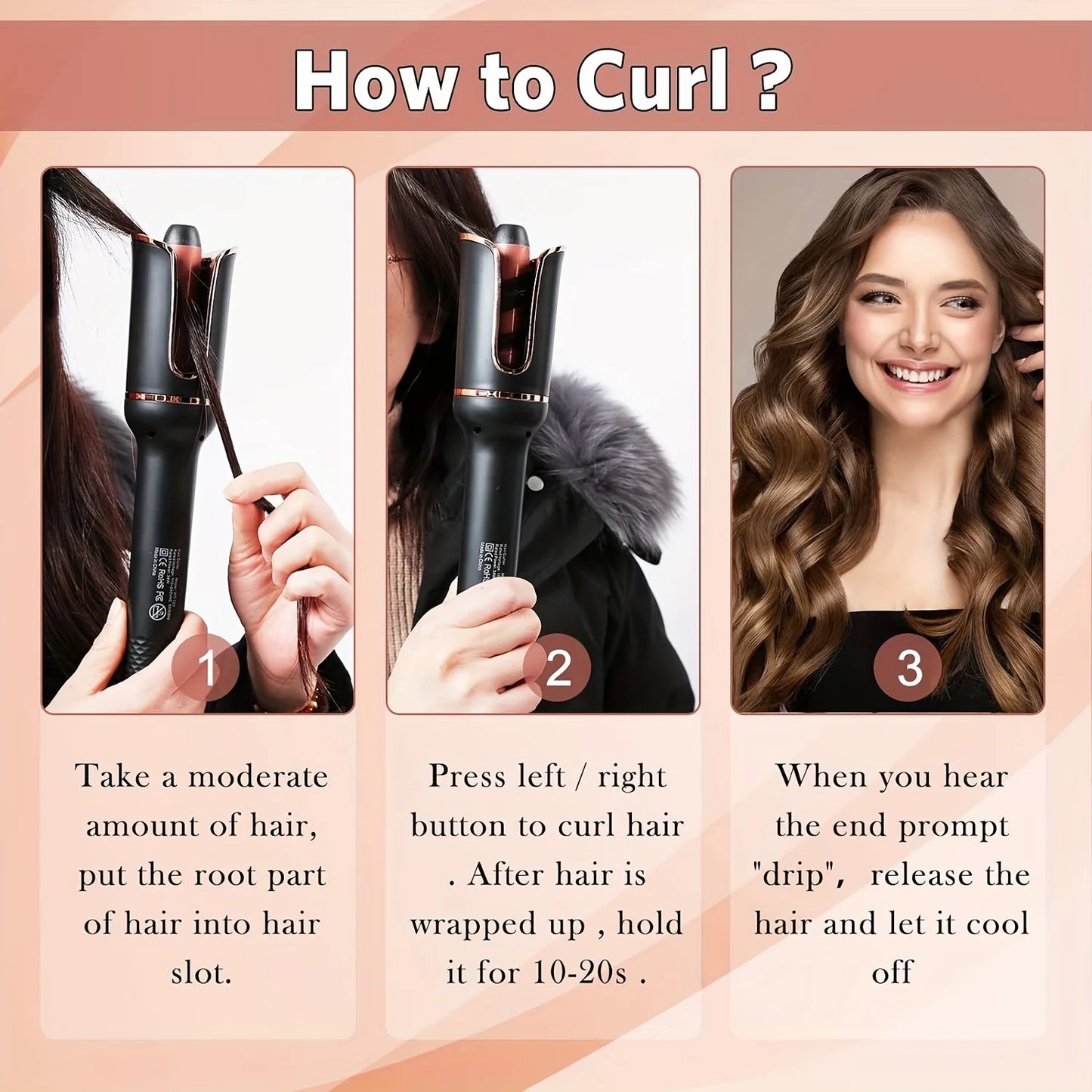 Auto Rotating Ceramic Hair Curler – Air Spin Wand Styler for Effortless Curls