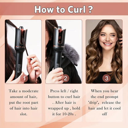 Auto Rotating Ceramic Hair Curler – Air Spin Wand Styler for Effortless Curls