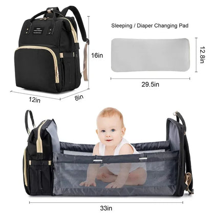 Multi-Functional Lightweight Mommy Backpack: Large Capacity Crib, Stroller, and Baby Gear Bag