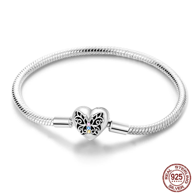 Armband aus Sterlingsilber 925 mit Stern, Mond, Sonne und Kleeblatt – verstellbar 17–20 cm