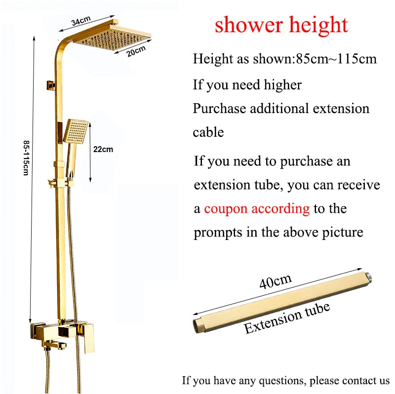 Contemporary Golden Bath & Shower Faucet - Single Handle, Rotatable Lifting Design