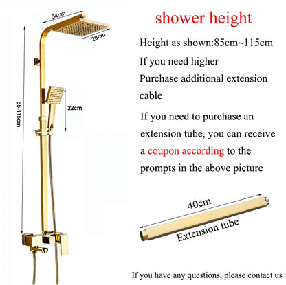 Contemporary Golden Bath & Shower Faucet - Single Handle, Rotatable Lifting Design