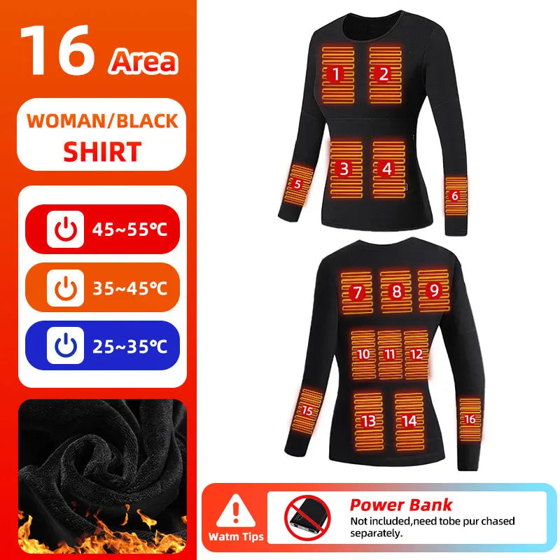 28-Zone Heated Thermal Underwear - Electric Heated Winter Sports Gear for Men