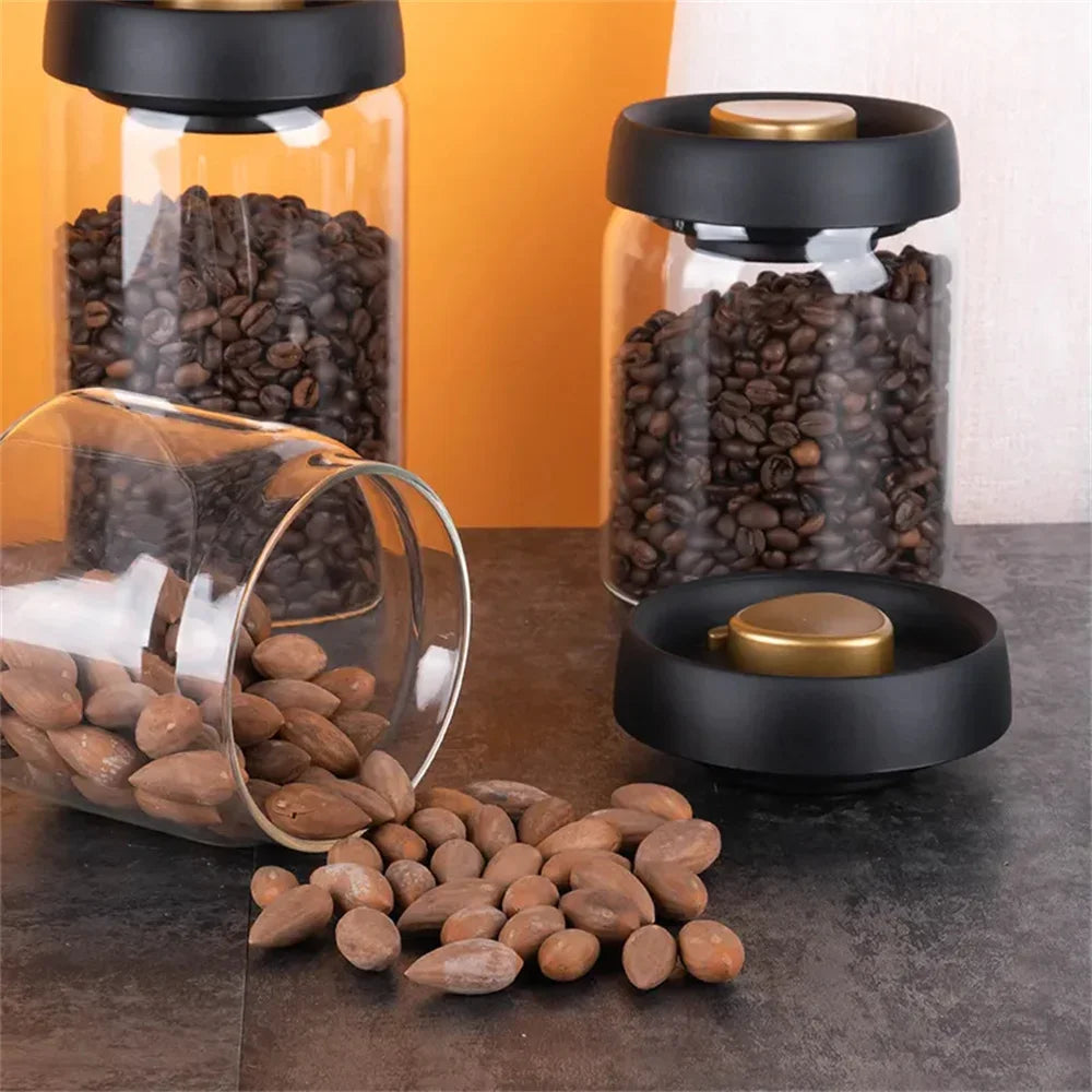 Coffee Beans Vacuum Sealed Tank Transparent Glass Food Storage