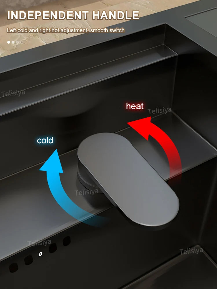 Kompakte Edelstahlspüle mit Deckel - Multifunktionales Waschbecken für Minibar und Café