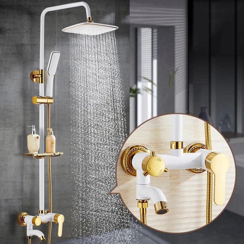 Contemporary Brass Shower Faucet with Slide Bar - Single Handle, Polished Finish