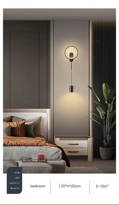 Elegant Black Gold LED Wall Sconce - Versatile Lighting Fixture for Hallways, Bedrooms, Studies, and Staircases