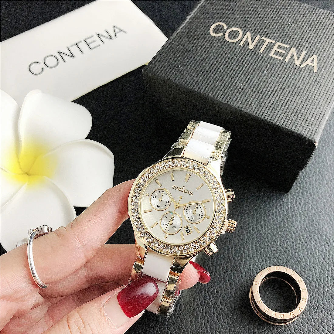 Elegant Rose Gold Women's Quartz Watch with Rhinestones – Luxury Fashion Bracelet Timepiece