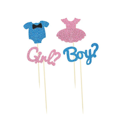 12-Piece Gender Reveal Cupcake Toppers - Pink & Blue Dessert Picks for Baby Shower Celebration