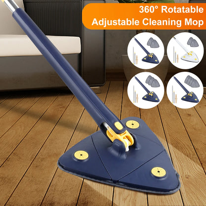 Telescopic Triangle Mop - 360° Rotatable Spin Cleaning Mop with Adjustable Squeeze Function for Wet and Dry Use