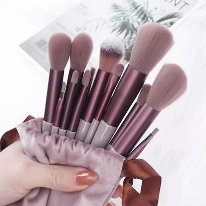 13-Piece Soft Fiber Makeup Brush Set for Beginners – Includes Eye Shadow, Powder, and Concealer Brushes