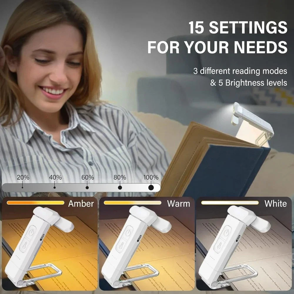 Rechargeable LED Book Light with USB for Night Reading – Portable Clip-On Bookmark Light for Bedtime Use