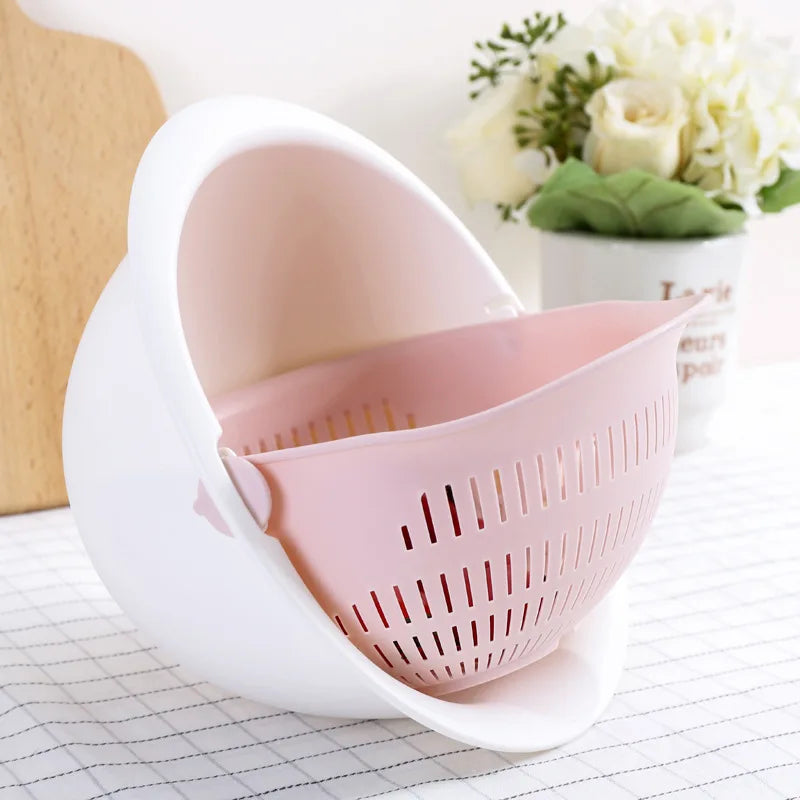 Kitchen Fruit Tray Removable Double Layer Fruit And Vegetable Basin Draining Basket Crate