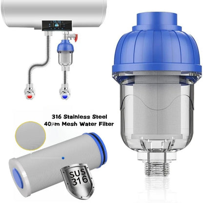 Vorfilter aus Edelstahl 316 – Kalkfilter für Warmwasserbereiter, Duschkopf und Waschmaschine