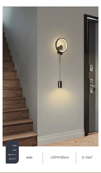 Elegant Black Gold LED Wall Sconce - Versatile Lighting Fixture for Hallways, Bedrooms, Studies, and Staircases