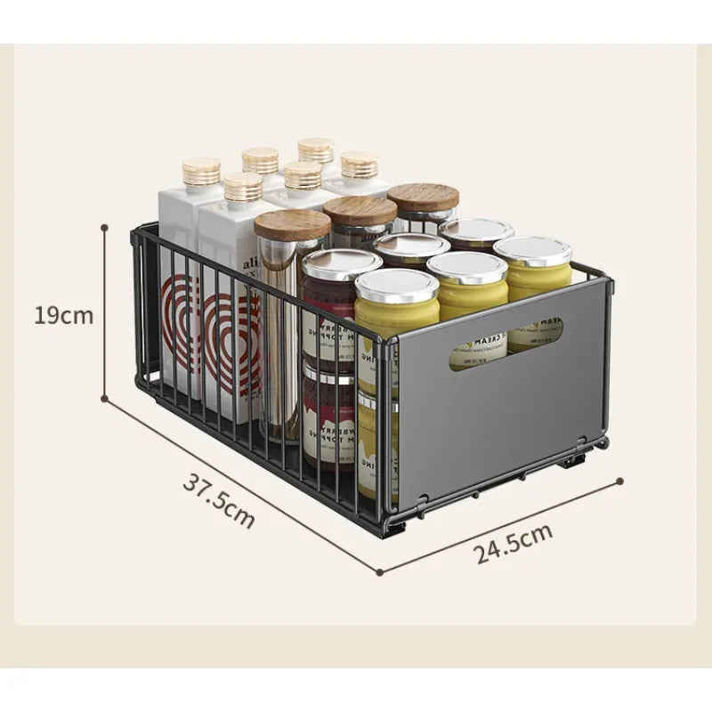 Versatile Pull-Out Cabinet Basket: Multi-Functional Snack Storage Rack for Kitchen Sink and Household Use