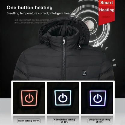 Beheizte Jacke mit 21 Zonen – warme Weste für Herren mit USB-Heizung, ideal zum Jagen, Wandern und Camping (Herbst/Winter)