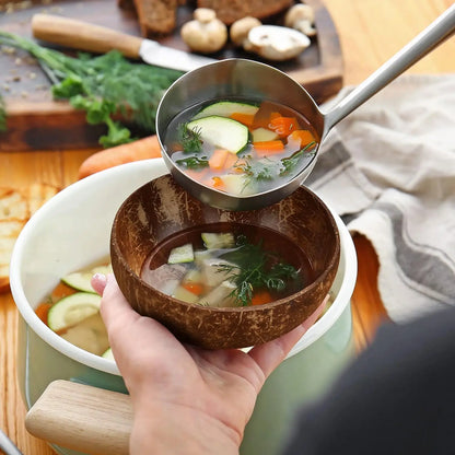 Coconut Bowls - Reusable Wooden Salad Bowls, Natural Coconut Shell Serving Utensils for Breakfast and Parties