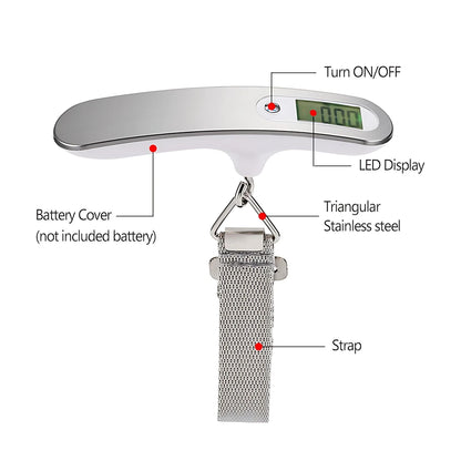 50kg/110lb Digital LCD Portable Luggage Scale with Strap - Travel Weight Measurement Tool