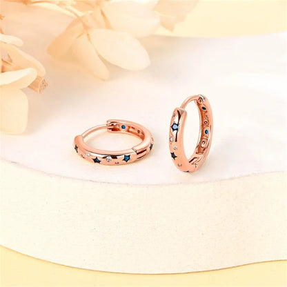 Sterling Silver 925 Rose Gold Heart Geometric Hoop Earrings – Pave CZ – Elegant Jewelry for Women – Perfect for Weddings, Engagements, and Birthdays