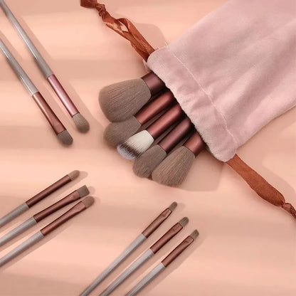 13-Piece Makeup Brush Set - Includes Blush, Eyeshadow, Concealer, Powder, and Highlighter Brushes