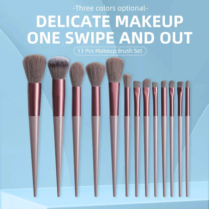 13-Piece Soft Fiber Makeup Brush Set for Beginners – Includes Eye Shadow, Powder, and Concealer Brushes