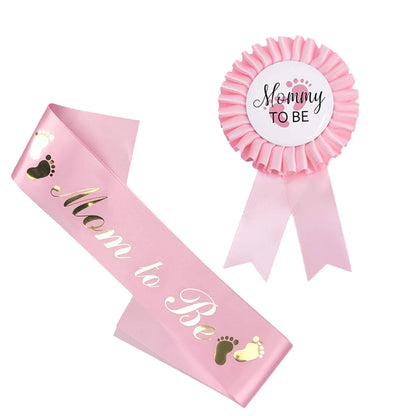 Mommy Badge & Strap Set for Baby Showers – Gender Reveal & First Birthday Party Decorations