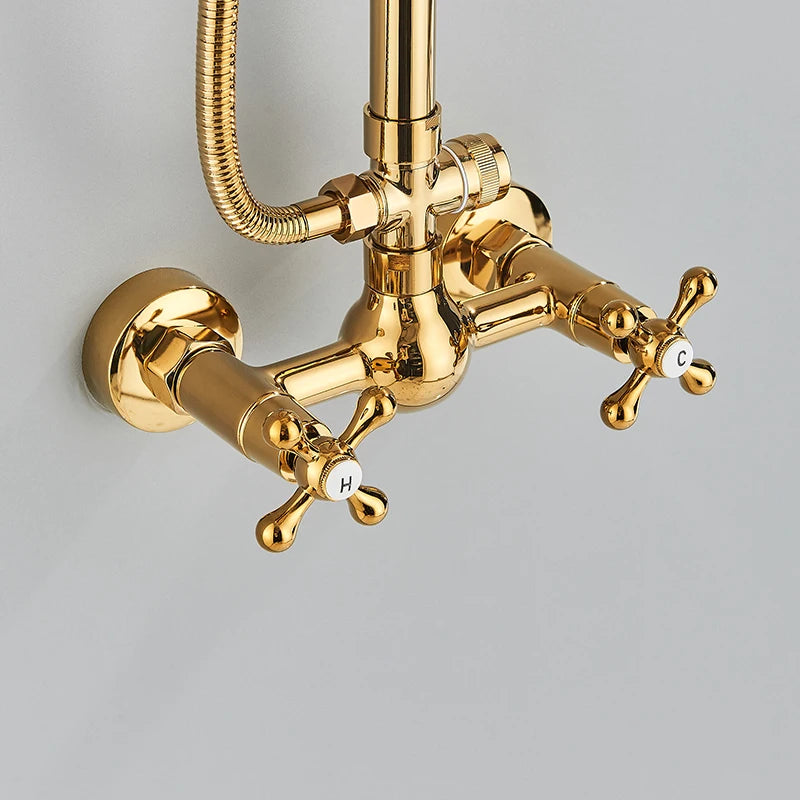 Contemporary Golden Bath & Shower Faucet - Single Handle, Rotatable Lifting Design