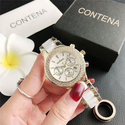 Elegant Rose Gold Women's Quartz Watch with Rhinestones – Luxury Fashion Bracelet Timepiece