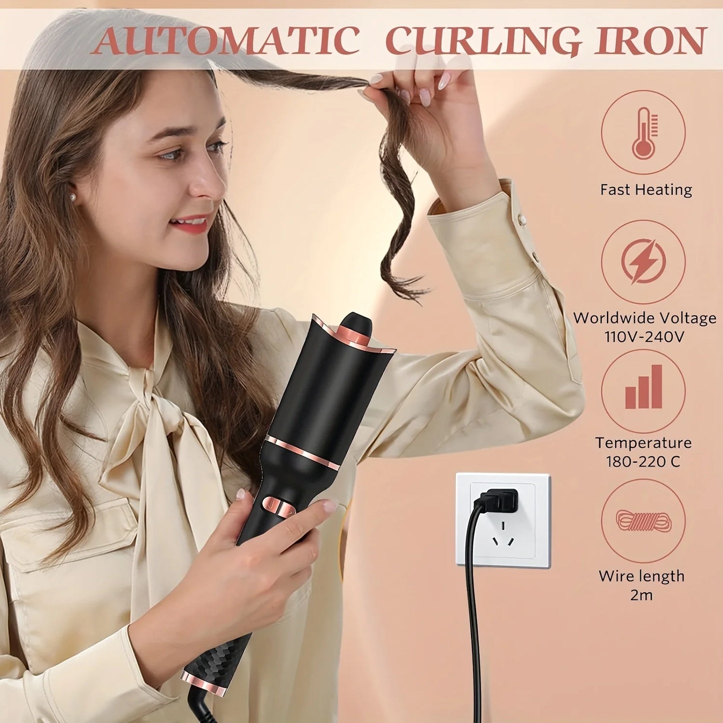 Automatisch rotierender Keramik-Lockenstab – Air Spin Wand Styler für mühelose Locken