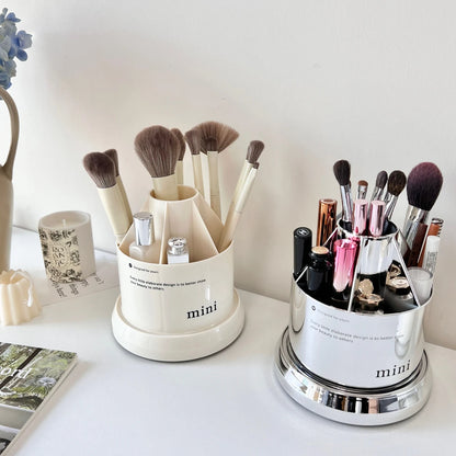 360-Degree Rotating Desktop Makeup Brush Holder – Portable Cosmetic Organizer with Lipstick Rack