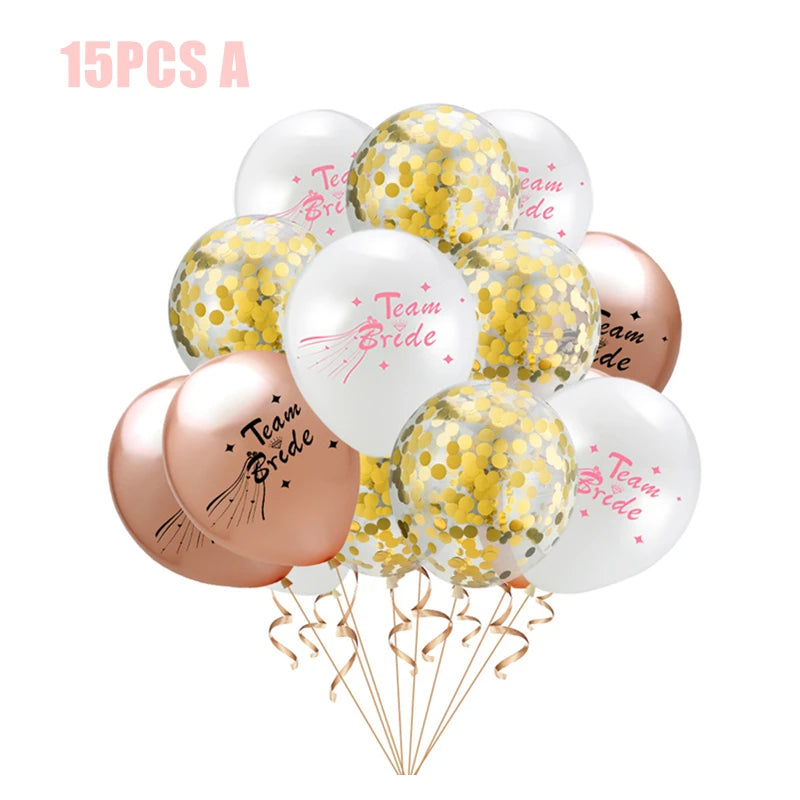 Bride-To-Be Party Essentials: Latex Balloons, Cups, Plates, and Bachelorette Supplies with Veil, Sash, and Team Bride Decor