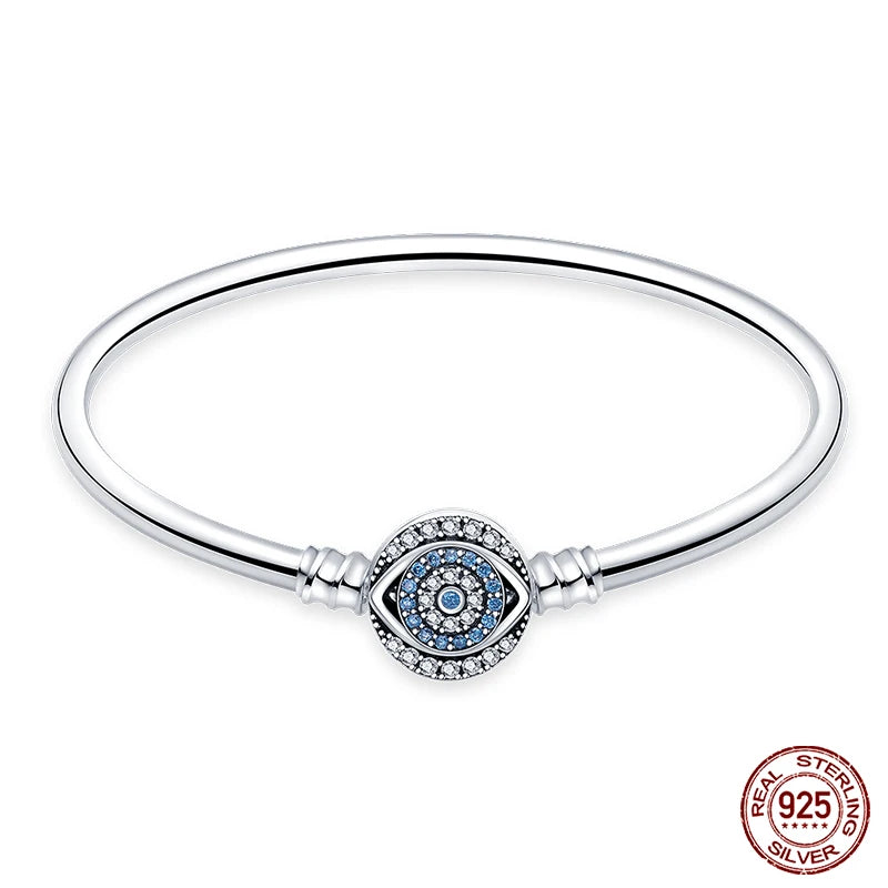 Sterling Silver 925 Bracelet with Star, Moon, Sun, and Four-Leaf Clover – Adjustable 17-20 cm