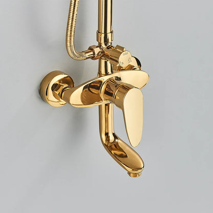 Contemporary Golden Bath & Shower Faucet - Single Handle, Rotatable Lifting Design