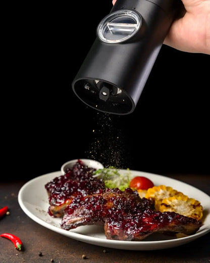 2-Piece Electric Salt and Pepper Grinder Set - Adjustable Coarseness, Refillable, Battery-Powered Kitchen Gadget