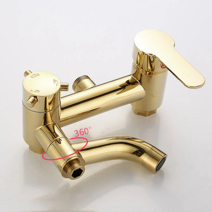 Contemporary Brass Shower Faucet with Slide Bar - Single Handle, Polished Finish