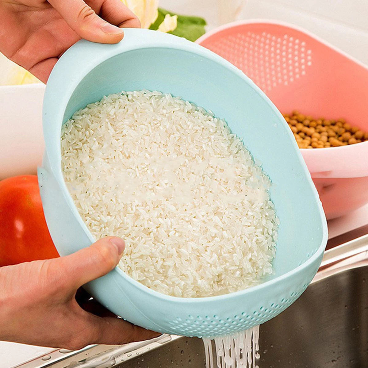 Multi-Purpose Rice Drainage Basket & Fruit and Vegetable Sieve - High-Quality Kitchen Tool for Efficient Food Preparation