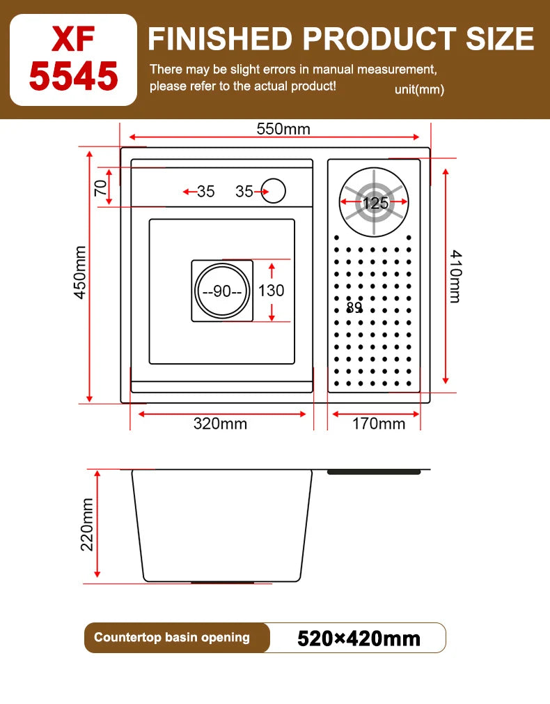 Kompakte Edelstahlspüle mit Deckel - Multifunktionales Waschbecken für Minibar und Café