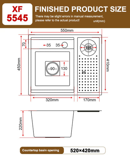 Compact Stainless Steel Sink with Lid - Multifunctional Mini Bar and Coffee Shop Wash Basin