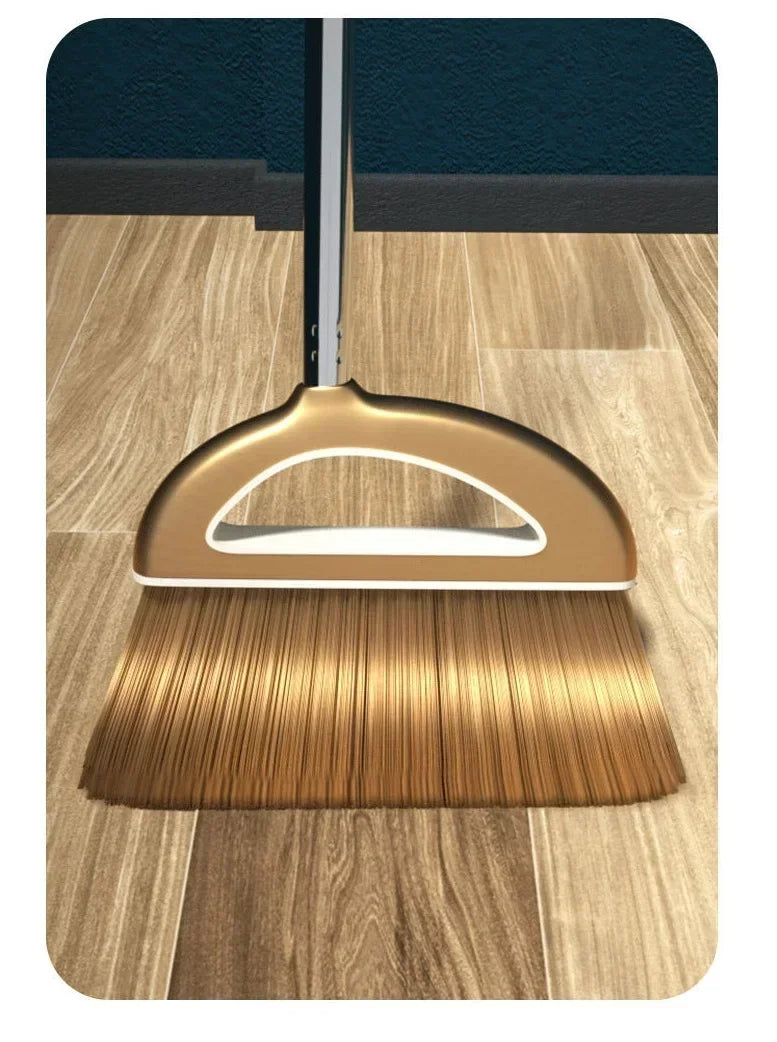 High-Quality Cleaning Set - Durable Broom, Dustpan, and Floor Wiper in Gold