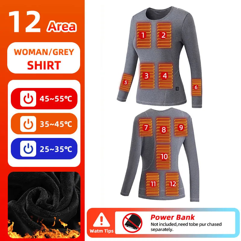 28-Zone Heated Thermal Underwear - Electric Heated Winter Sports Gear for Men