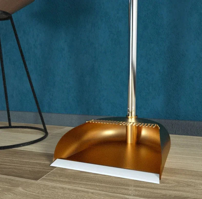 High-Quality Cleaning Set - Durable Broom, Dustpan, and Floor Wiper in Gold