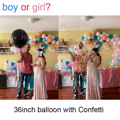 Giant Black Latex Gender Reveal Balloon with Confetti – Perfect for Baby Shower or Birthday Celebration