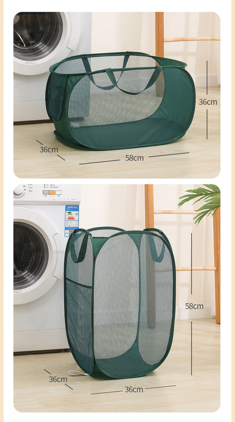 Large Capacity Foldable Mesh Laundry Basket – Breathable and Space-Saving Hamper for Home Storage