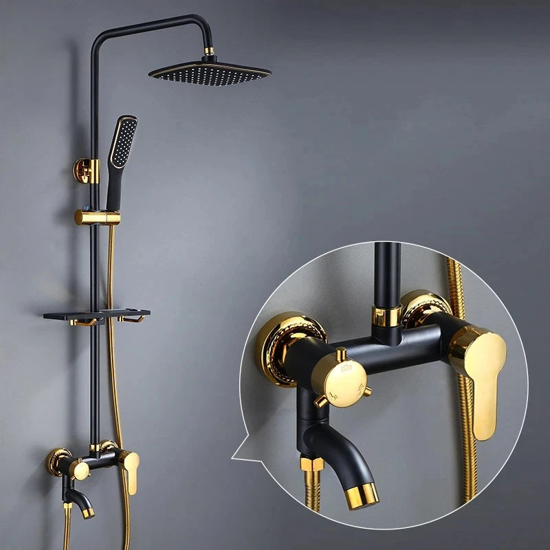 Contemporary Brass Shower Faucet with Slide Bar - Single Handle, Polished Finish