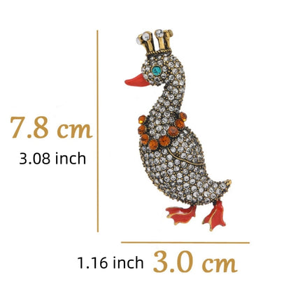 SHMIK Vintage Crystal Duck Brooch – Elegant Palace-Style Pin for Men and Women, Classic Animal Design Gift